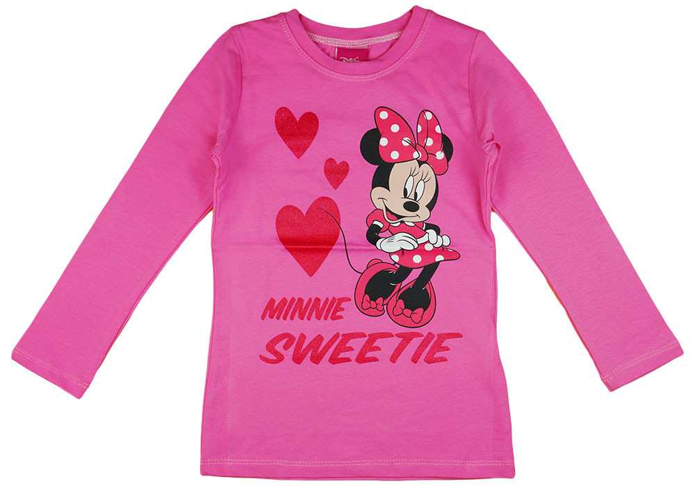 Disney Minnie csillámos, szíves hosszú ujjú lányka póló Disney Minnie csillámos