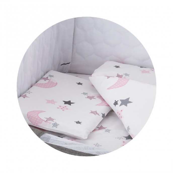 Chipolino ágynemű Close To Me kiságyhoz - White Pink Moon Chipolino ágynemű Close To Me kiságyhoz - White Pink Moon