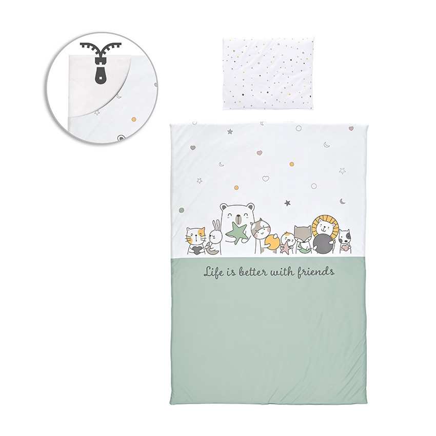 Lorelli 5 részes ágynemű garnitúra - Happy Friends Mint Lorelli 5 részes ágynemű garnitúra - Happy Friends Mint