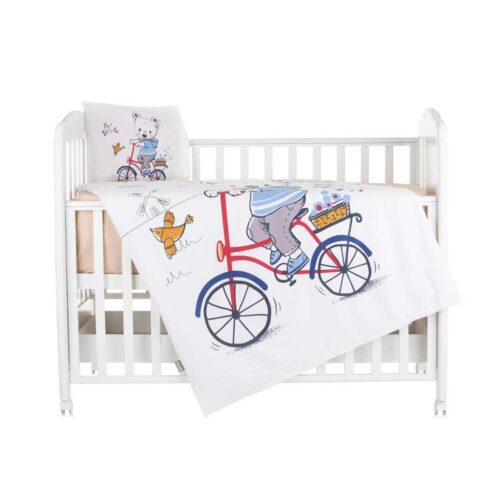 Chipolino 5 részes ágynemű garnitúra - bear with bicycle