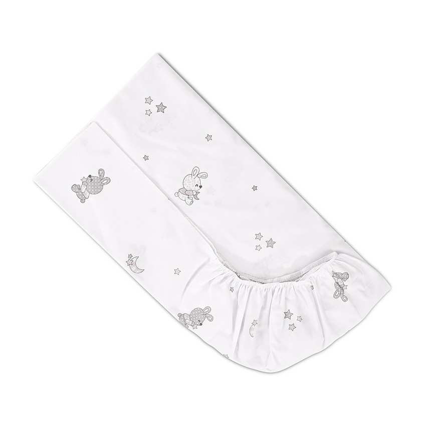 Lorelli gumis lepedő 70x140 + 15cm - Little Rabbits Grey