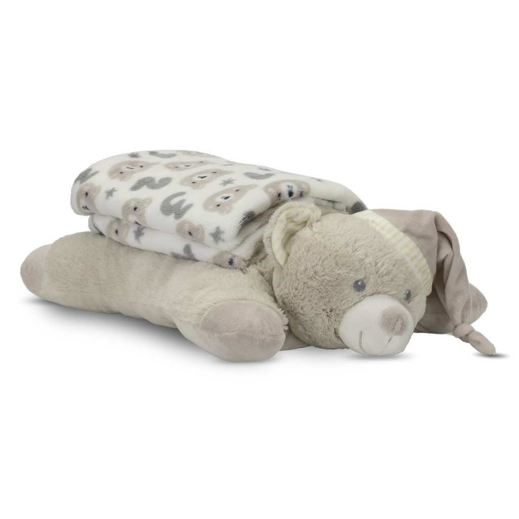 Lorelli Poffy Duo takaró 75x90 cm párnával 45x30 cm - White BeigeTeddy Bear Lorelli Poffy Duo takaró 75x90 cm párnával 45x30 cm - White BeigeTeddy Bear